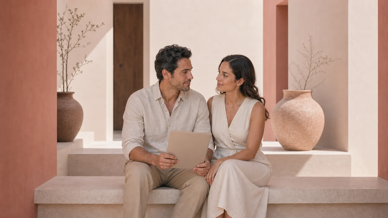 Pareja madura conversando sobre el siguiente paso